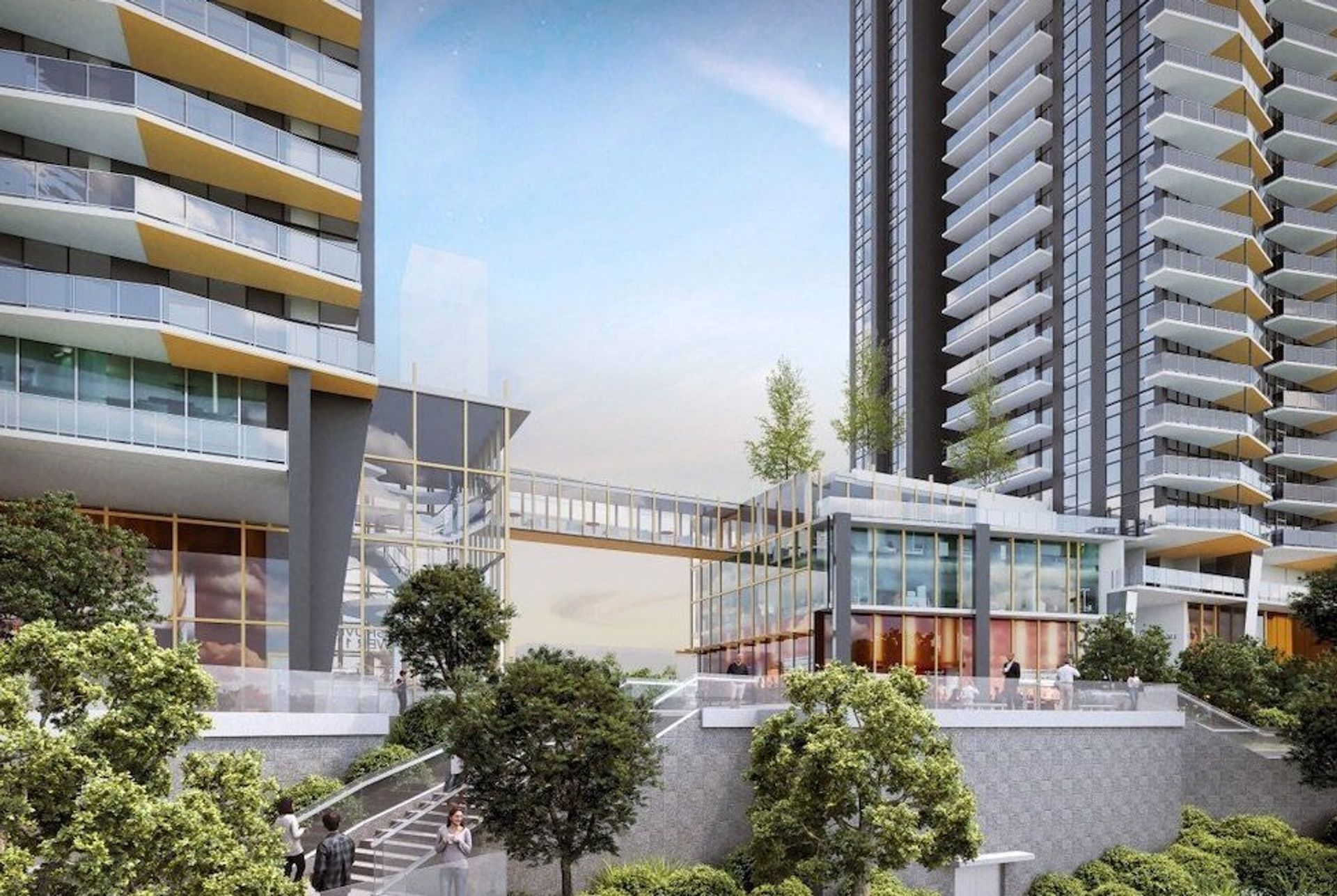 Skybridge that connects the two towers at Phase 1 of South Yards