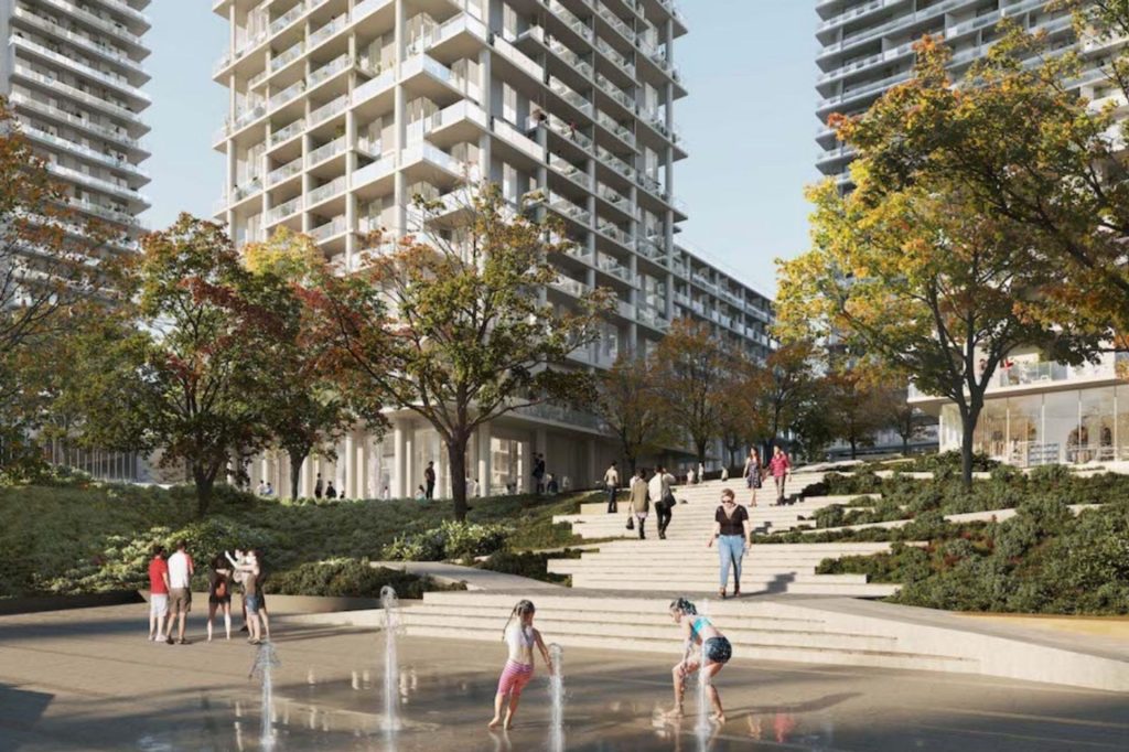 Rendering of grosvenor brentwood courtyard central oasis at Brentwood Block (4612 Lougheed Highway, Brentwood Park, Burnaby North)