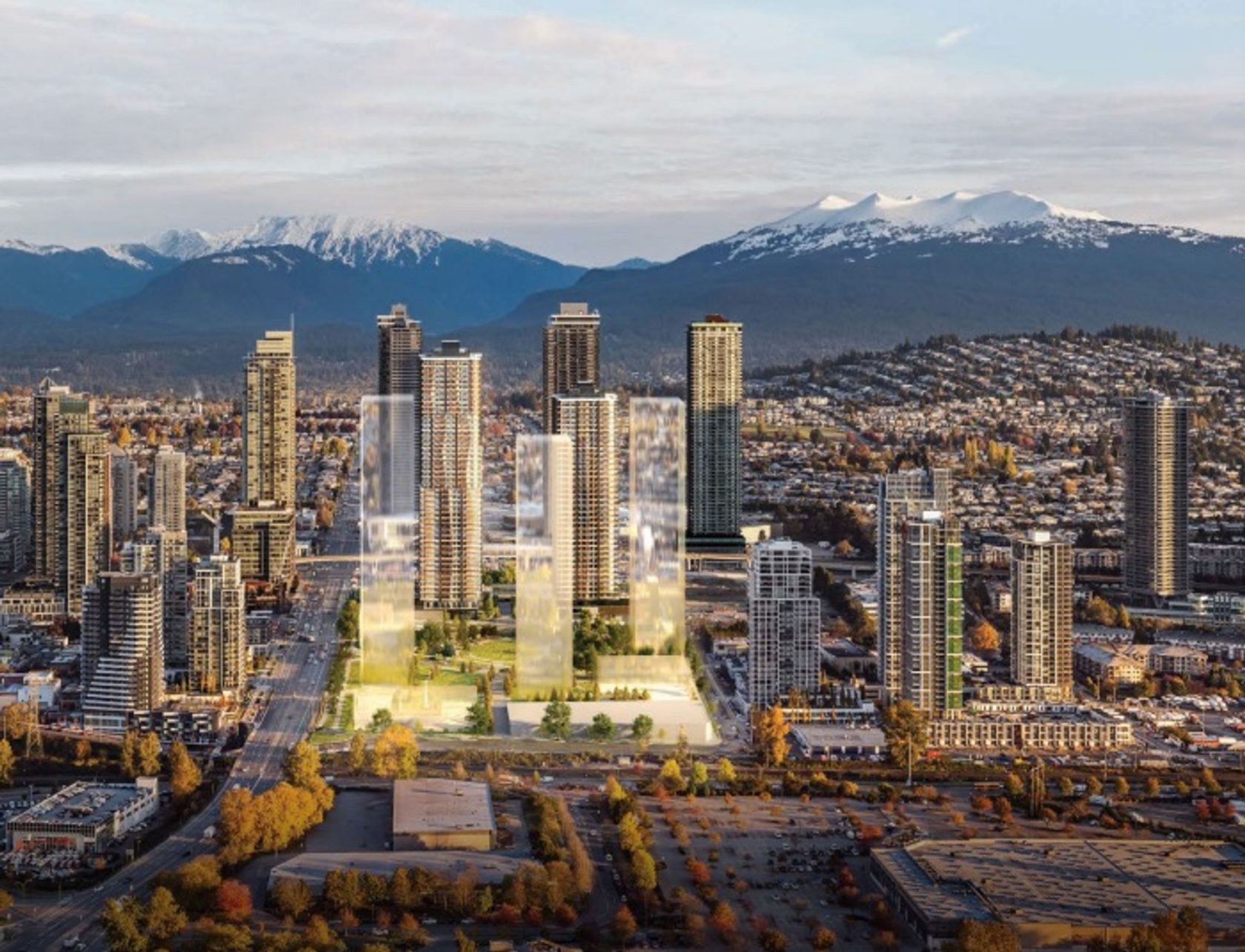 south-yards-location-rendering at South Yards Phase 1: Tower A and Tower B (4500 Dawson Street, Brentwood Park, Burnaby North)