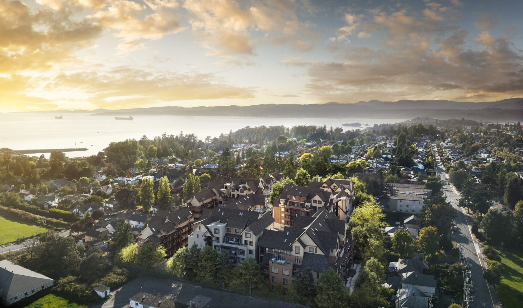 oakwoods-aerial-rendering-by-aragon at 429 Lampson Street, Esquimalt, Victoria