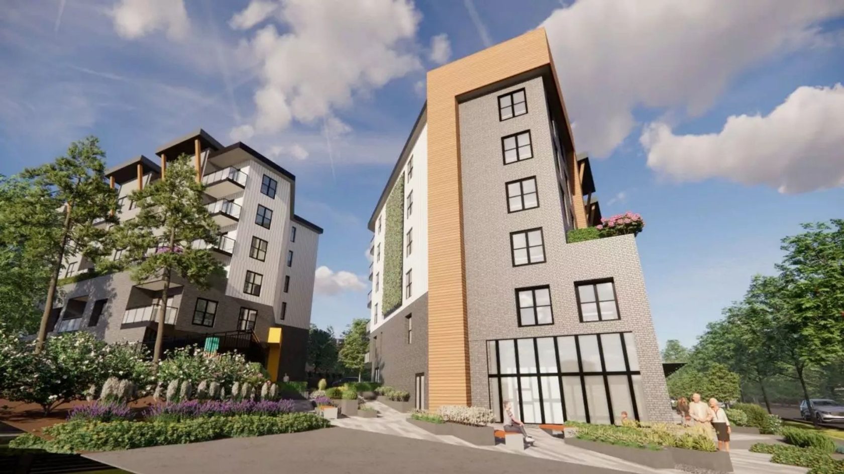 plaza rendering at Matteo - 7588 198b Street, Willoughby Heights, Langley, BC