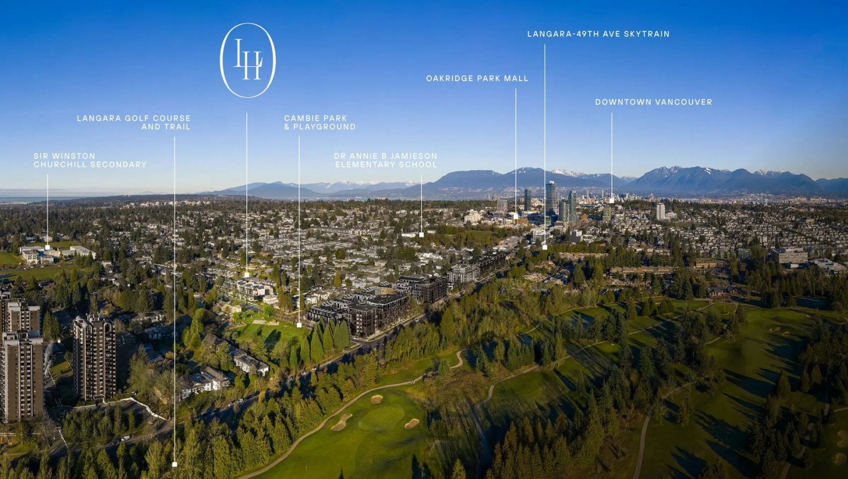 aerial at 54 Avenue, Oakridge VW, Vancouver West