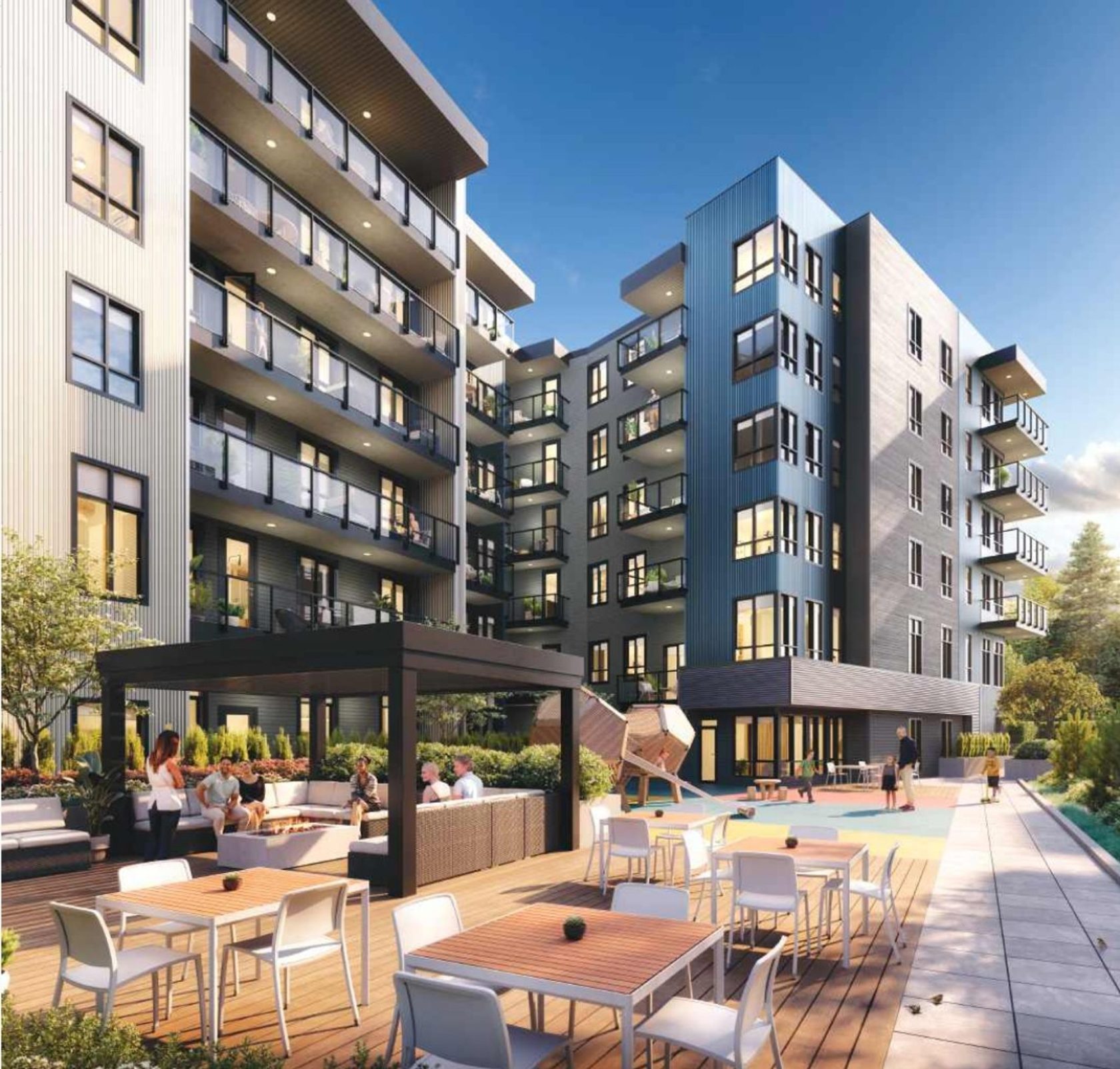 courtyard render Bute at 18088 72 Avenue, Surrey