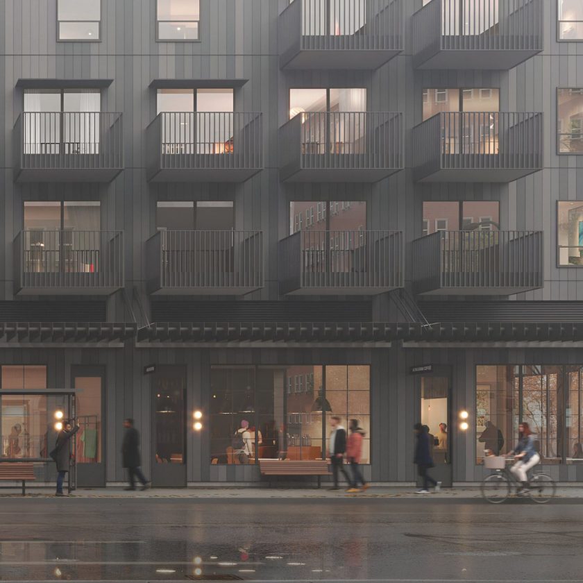 HEM rendreing at east hastings facade at 385 Lakewood Drive, Hastings, Vancouver East