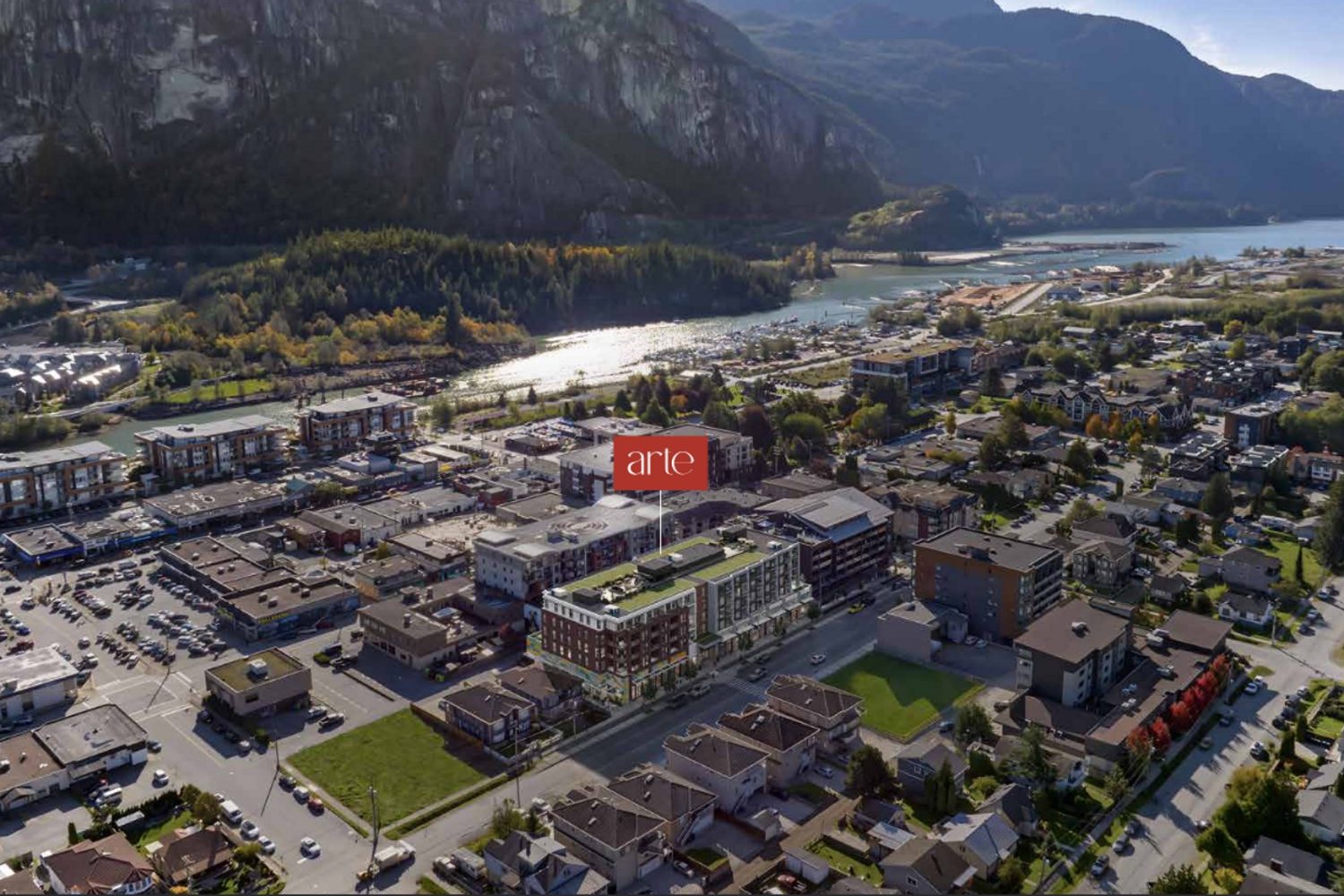 aerial at 1310 Victoria Street, Downtown SQ, Squamish