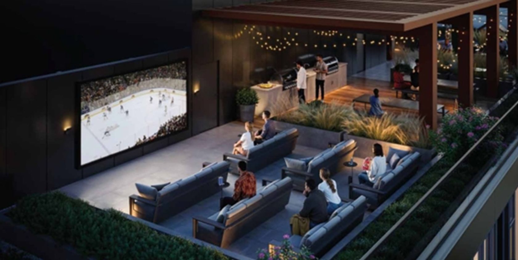 kwasen outdoor movie lounge at 3405 Willingdon, Central BN, Burnaby North