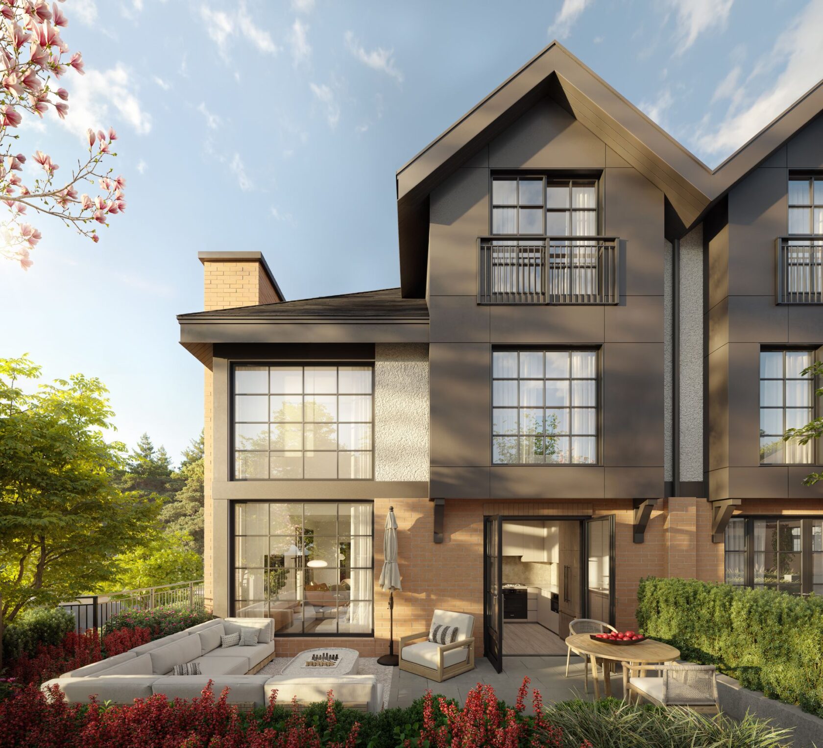 private patio at 3288 Brookridge Drive, Edgemont, North Vancouver