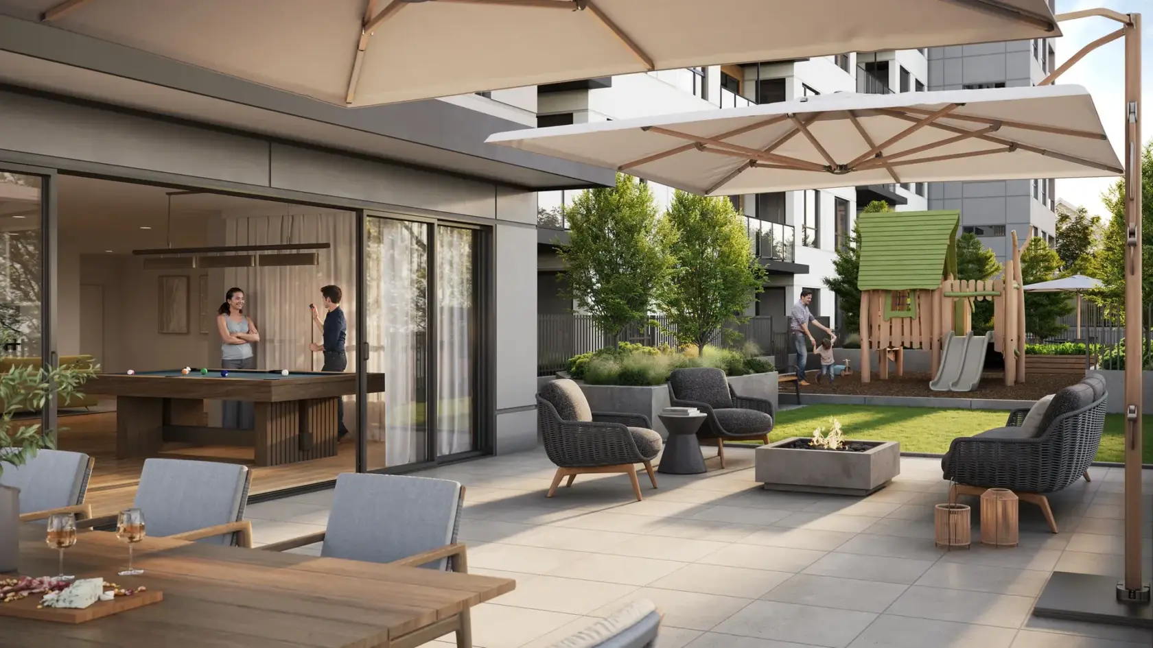 wilford amenity patio at 704 Delestre Avenue, Maillardville, Coquitlam